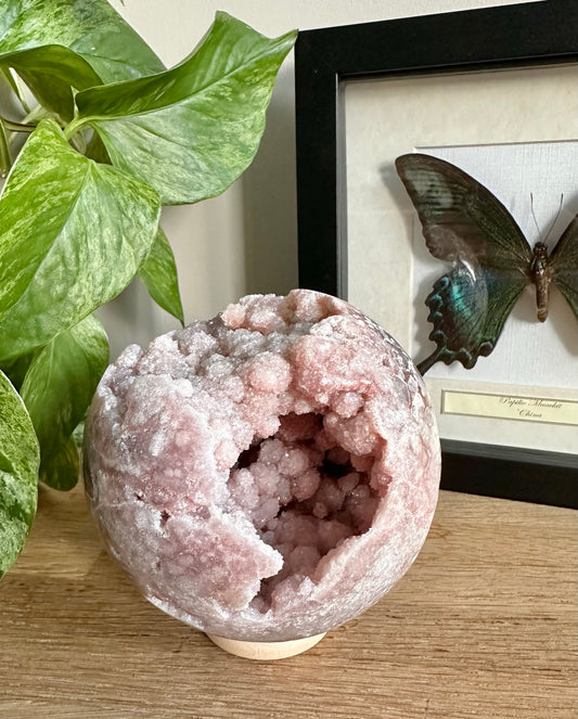big druzy pink amethyst sphere
