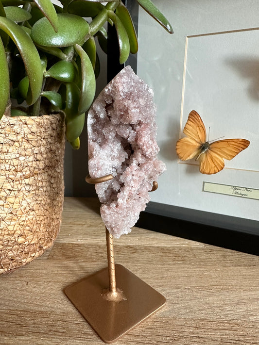 7 - pink amethyst cluster on stand