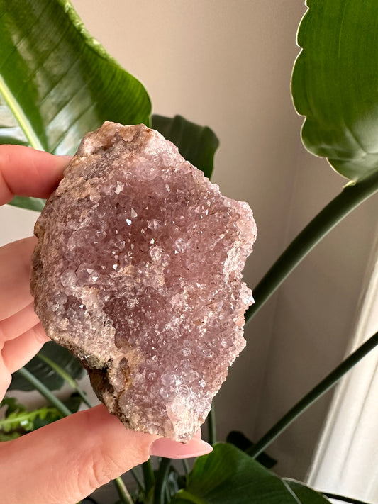 2 - pink amethyst cluster on stand